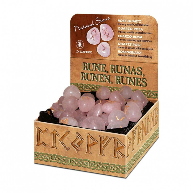 Runy w kamieniach ROSE QUARTZ (kwarc różowy)