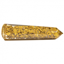 Orgonitowa różdżka do masażu z żółtym awenturynem + symbol Manipura (11 cm)