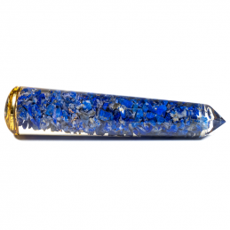 Orgonitowa różdżka do masażu z lapis lazuli + symbol Ajna (11 cm)
