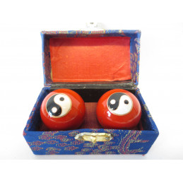 Kule do masażu czerwone z symbolem Yin Yang (3,5 cm)