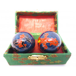 Kule do masażu niebieskie z chińskim smokiem (3,5 cm)