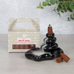 Kadzidełka stożkowe Backflow WHITE SAGE (z przepływem wstecznym)