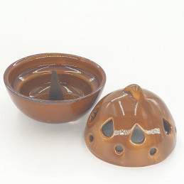 Kadzielniczka ceramiczna brązowa do klasycznych kadzidełek stożkowych